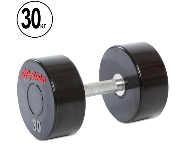 Фото - гантели Гантель цельная профессиональная Life Fitness (1шт) SC-80081-30 30кг (полиуретановое покрытие, вес 30кг)