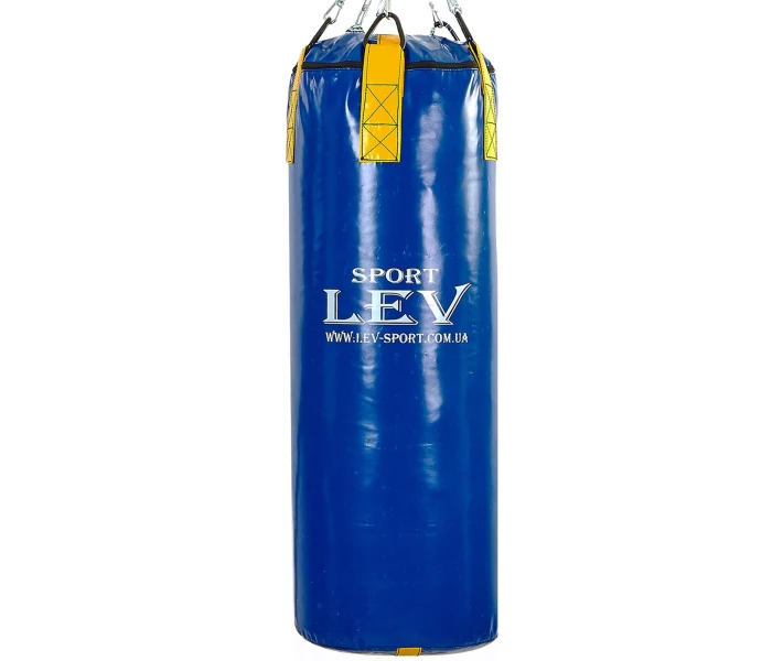 Фото - боксерскую грушу и мешок Мешок боксерский Цилиндр Тент h-85см LEV UR LV-2802 (наполнит.-ветошь, d-28см, вес-20кг, синий-желтый)