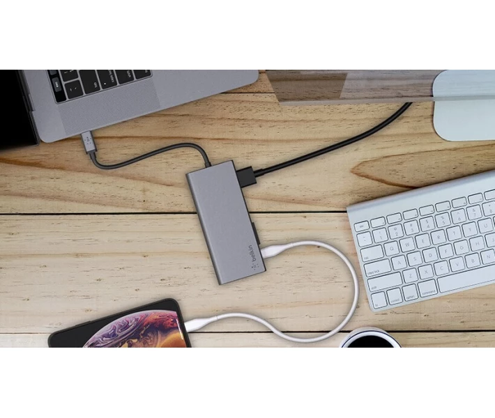 Фото - кардридер Концентратор Belkin Travel Hub USB-C PD, USB-C, 2/USB 3.0, HDMI, Gigabit, space gray