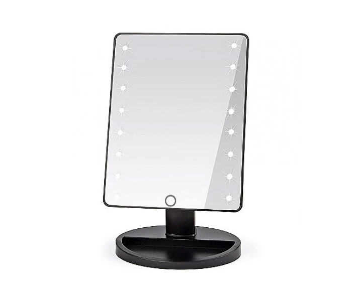 Фото - зеркало для ванной комнаты Настольное зеркало с подсветкой 16 LED MIRROR Black 21.5x17 см