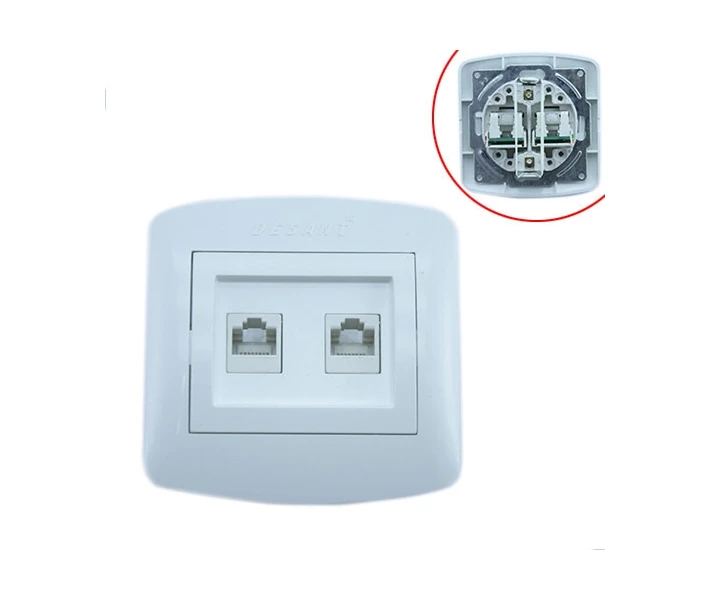 Фото - розетку и выключатель Розетка компьютерная двойная 2x RJ45 интернет встроенная, Desant D-317