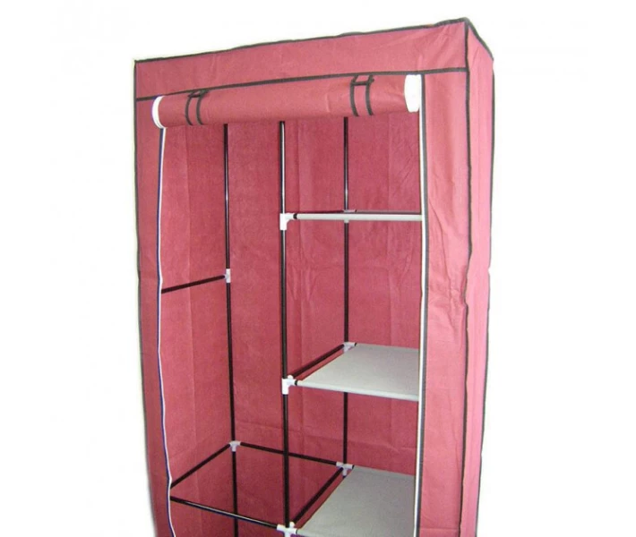 Фото - текстильный гардероб Шкаф тканевый складной для хранения одежды HCX Storage Wardrobe 8890, бордовый