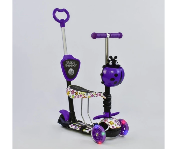 Фото - самоката Самокат детский Scooter BEST ''Букашка'' 5 in 1 родительская ручка Цветы