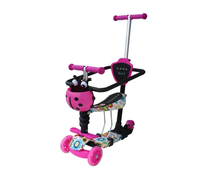 Фото - самоката Самокат деткаий Scooter ''Букашка'' 5 in 1 с защитный бампер + родительская ручка Flowers (2T1006)