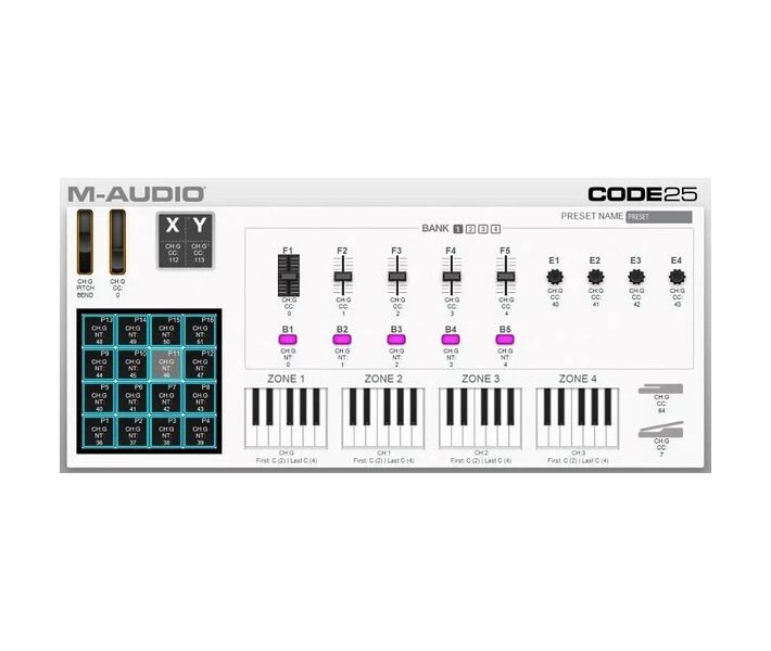 Фото - MIDI-клавиатуру MIDI-клавиатура M-Audio CODE25BLK