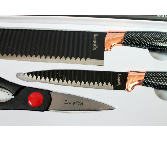 Фото - кухонный нож Набор кухонный ножей Rainberg RB-8803 3 в 1 из нержавеющей стали с керамическим покрытием