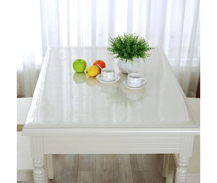 Фото - скатерть и салфетку Силиконовая скатерть Мягкое стекло Soft Glass Покрытие для мебели 3.0х1.4м (толщина 0.4мм) Прозрачная