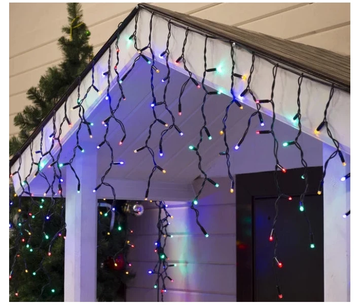 Фото - гирлянду Гирлянда внешняя карниз 180 led RGB свет 5м (черный провод) (200561)