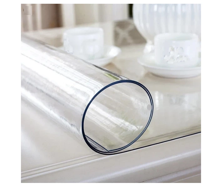 Фото - скатерть и салфетку Силиконовая скатерть Мягкое стекло Soft Glass Покрытие для мебели 2.6х1.4м (толщина 0.4мм) Прозрачная