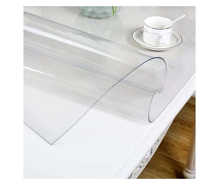 Фото - скатерть и салфетку Силиконовая скатерть Мягкое стекло Soft Glass Покрытие для мебели 2.6х1.4м (толщина 0.4мм) Прозрачная