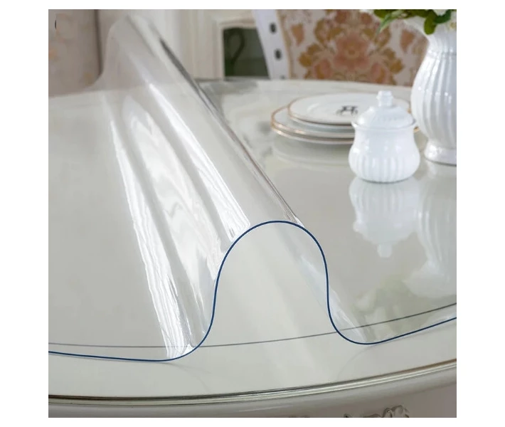 Фото - скатерть и салфетку Силиконовая скатерть Мягкое стекло Soft Glass Покрытие для мебели 2.6х1.4м (толщина 0.4мм) Прозрачная