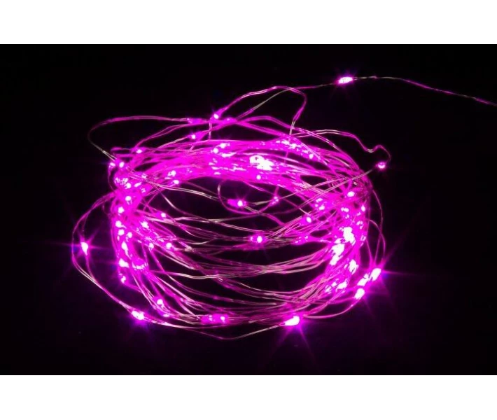 Фото - гирлянду Светодиодная гирлянда 20 м 200 led медный провод на батарейках 3хАА 1 режим (Розовый) 7296 (22482)