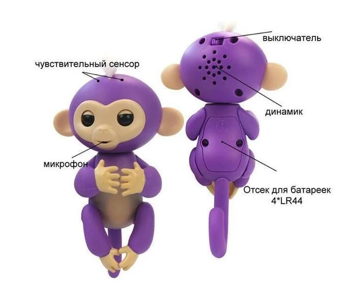 Фото -  Интерактивная ручная обезьянка Белла Bella Pink Fingerlings Interactive Baby Monkey WowWee