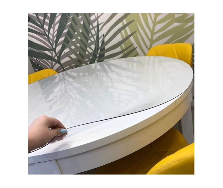 Фото - скатерть и салфетку Круглая скатерть мягкое стекло Soft Glass Покрытие на круглый стол Диаметр - 1.0м (толщина 2.0 мм) Прозрачная