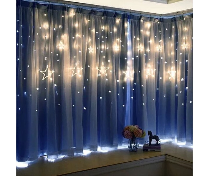 Фото - гирлянду Светодиодная гирлянда штора Звезды 138 Led (12 звезд) 3х1м (Теплый белый) (200514)