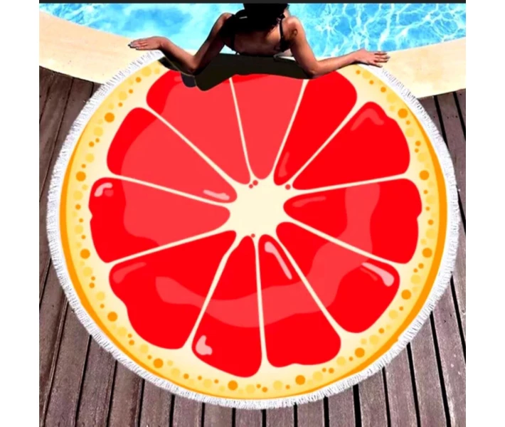 Фото - полотенца Пляжное махровое полотенце покрывало круг 150х150см Микрофибра (Грейпфрут)