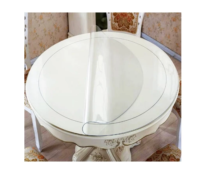 Фото - скатерть и салфетку Круглая скатерть мягкое стекло Soft Glass Покрытие на круглый стол Диаметр - 1.6м (толщина 0.5 мм) Прозрачная (15023316)