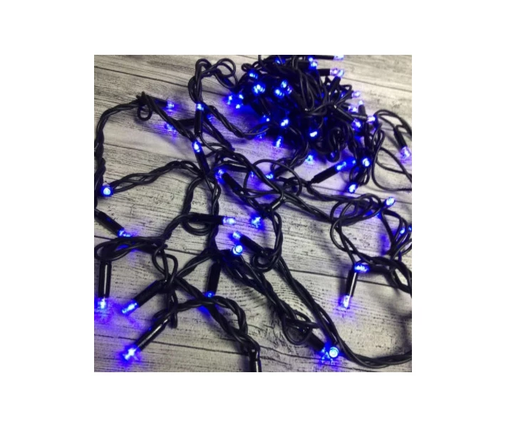 Фото - гирлянду Гирлянда наружная прямая 100 led (черный провод 5мм) 10м Синий свет