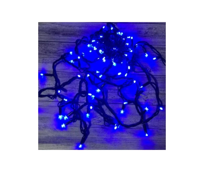 Фото - гирлянду Гирлянда наружная прямая 100 led (черный провод 5мм) 10м Синий свет