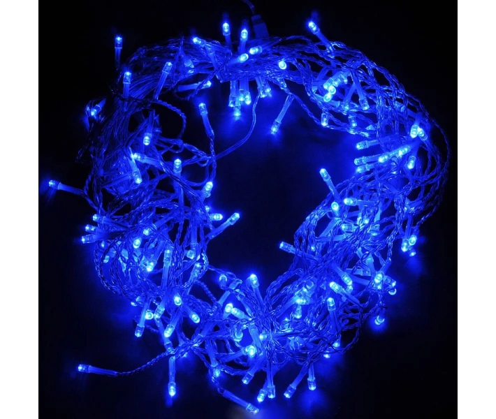 Фото - гирлянду Гирлянда прямая (прозрачный провод) 15.8м 200 Led 8 режимов Синий CL-107 (2005001)