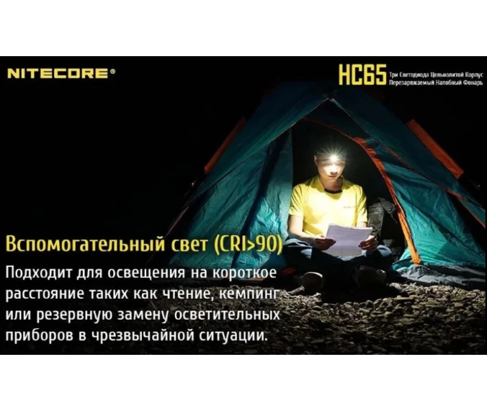Фото - фонарик Фонарь налобный Nitecore HC65 1000LM + Батарея 3400 mAh (оригинал) фонарик (650956)