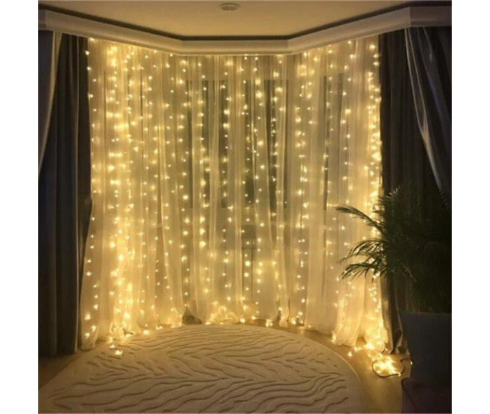 Фото - гирлянду Гирлянда Штора-карниз 2.2х0.9м 100 led (прозрачный провод с продолжением) Теплый белый свет (23610)