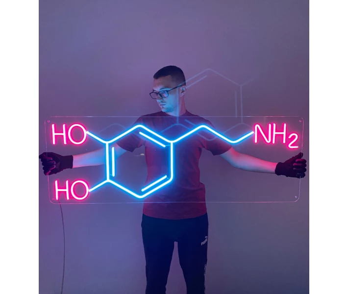 Фото - светодиодную вывеску Неоновая светодиодная вывеска neon led Молекула дофамина (Dopamine Molecule) 105x42 см Зеленый