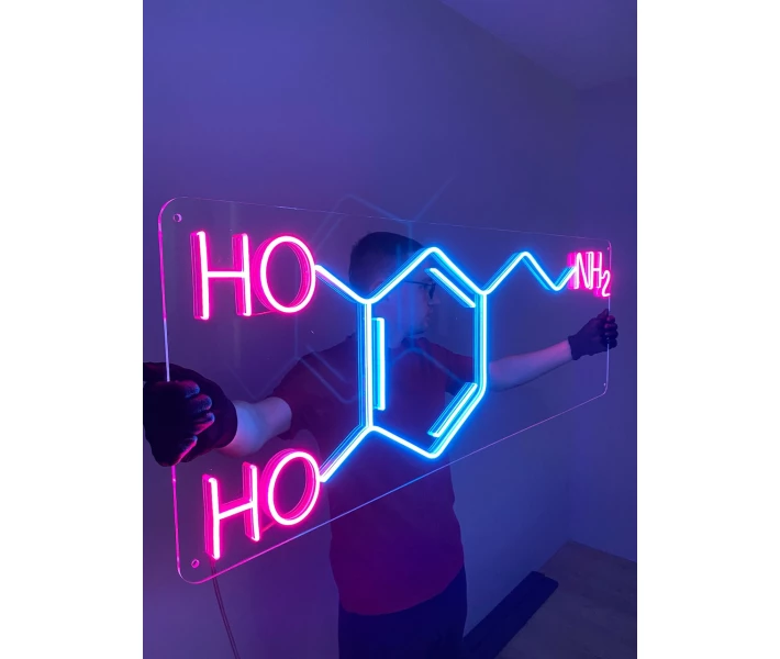 Фото - светодиодную вывеску Неоновая светодиодная вывеска neon led Молекула дофамина (Dopamine Molecule) 105x42 см Зеленый