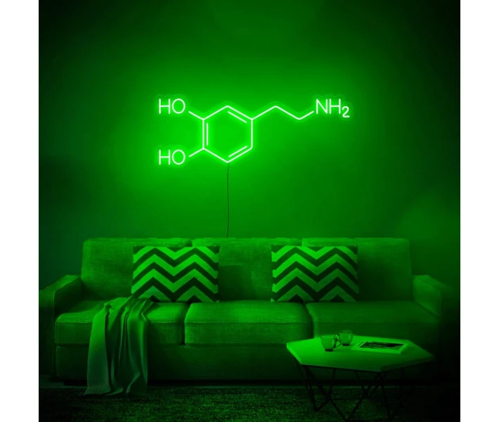 Фото - светодиодную вывеску Неоновая светодиодная вывеска neon led Молекула дофамина (Dopamine Molecule) 105x42 см Зеленый