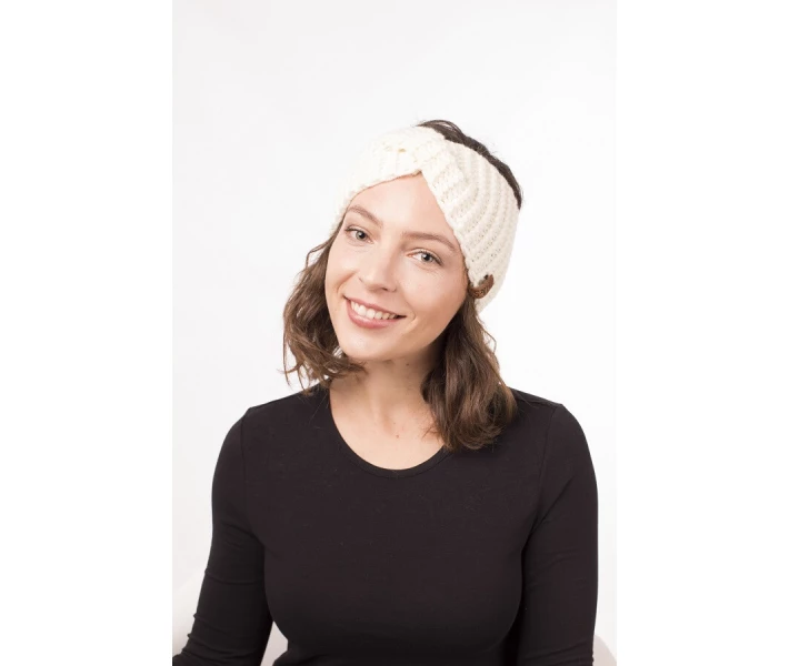 Фото - повязку на голову Женская зимняя повязка на голову ручной работы Hat&Scarf молоко (02/62)