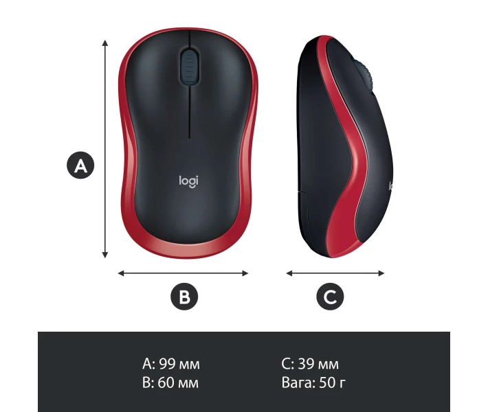Фото - мышку для ноутбука Мышь Logitech M185 WL (910-002240) Red
