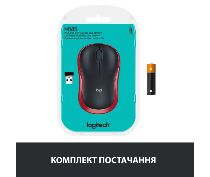 Фото - мышку для ноутбука Мышь Logitech M185 WL (910-002240) Red