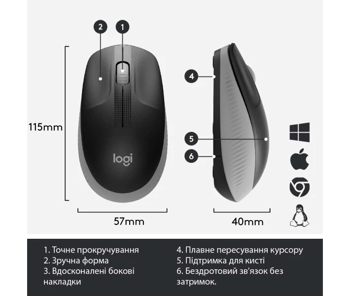 Фото - мышку для ноутбука Мышь Logitech M190 Full-size Mid Grey (910-005906)