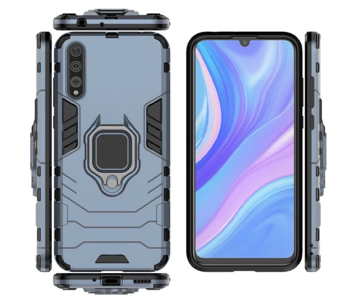 Фото - чехол для смартфона Ударопрочный чехол Transformer Ring for Magnet для Huawei Y8p (2020) Серый / Metal slate (154799)