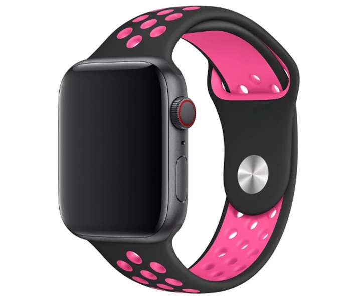 Фото - аксессуар к смарт-чсасам Силиконовый ремешок Sport Nike+ для Apple watch 42mm/44mm black/pink (147604)