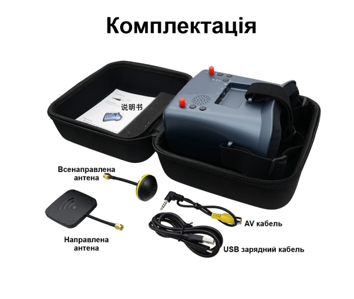 Фото - очки виртуальной реальности FPV очки - шлем для квадрокоптера и авиамоделей c записью видео Nectronix LS008D, 4,3" экран, 5.8 Ггц, 800x480 (100985)