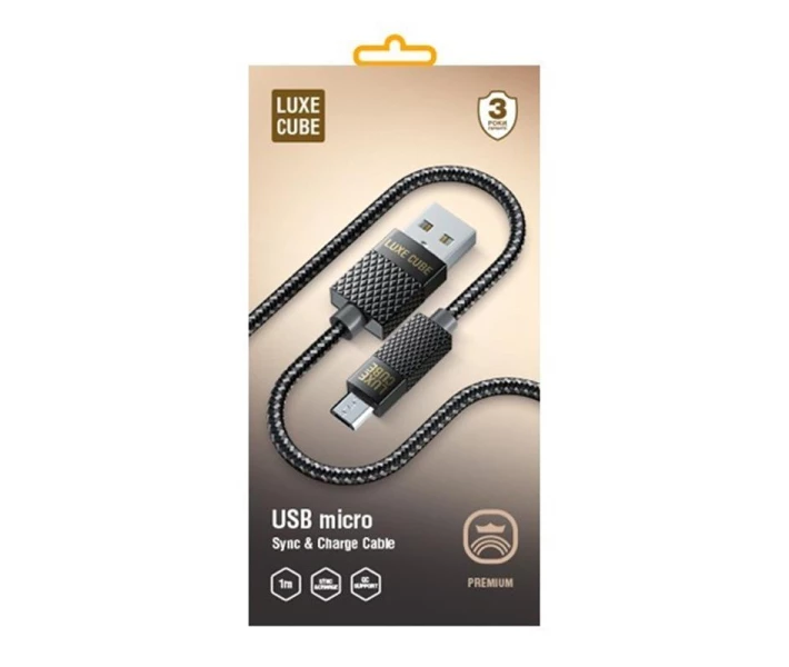 Фото - адаптер и кабель Кабель Luxe Cube Premium USB-microUSB, 1м, серый (8886668686167)