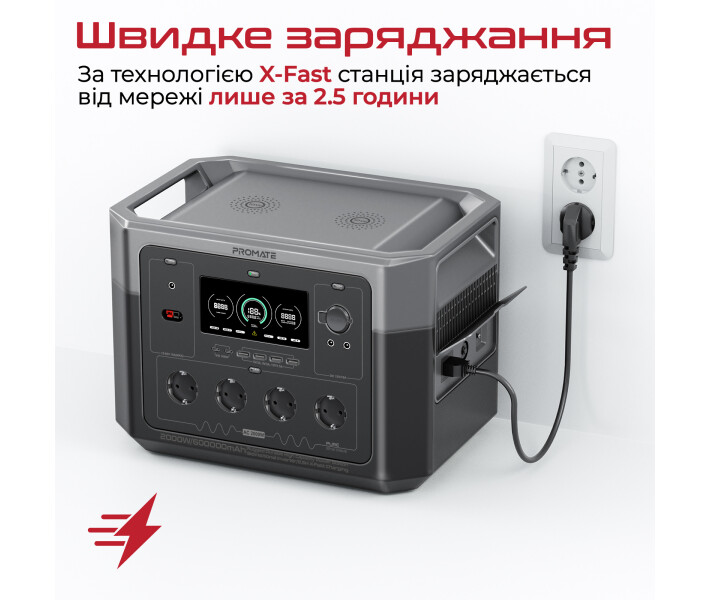 Фото - зарядную станцию Зарядная станция Promate PowerMine-2000W, 1920Wh Black (powermine-2000.black)
