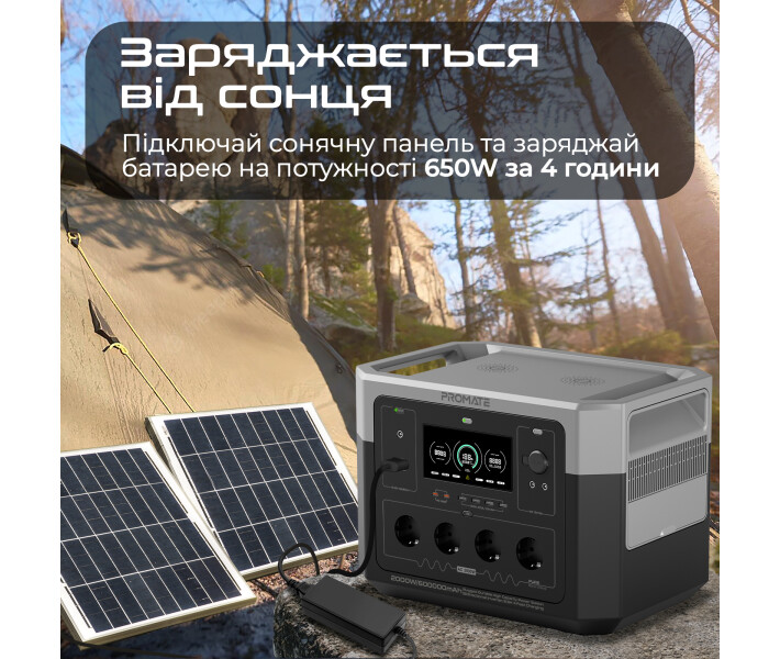 Фото - зарядную станцию Зарядная станция Promate PowerMine-2000W, 1920Wh Black (powermine-2000.black)