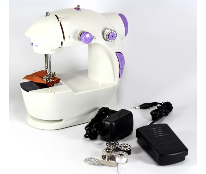 Фото - швейную машинку Швейная машинка FHSM 201 Mini Sewing Machine с адаптером 4 в 1 белая