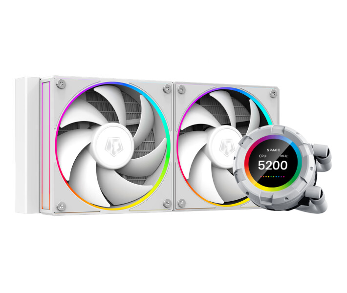 Фото - систему охлаждения Система водяного охлаждения ID-Cooling Space LCD SL240 White, Intel: 2066/2011/1700/1200/1151/1150/1155/1156, AMD: AM5/AM4, 276x120x27 мм, 4-pin