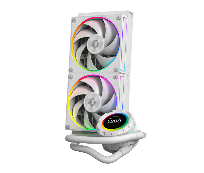 Фото - систему охлаждения Система водяного охлаждения ID-Cooling Space LCD SL240 White, Intel: 2066/2011/1700/1200/1151/1150/1155/1156, AMD: AM5/AM4, 276x120x27 мм, 4-pin