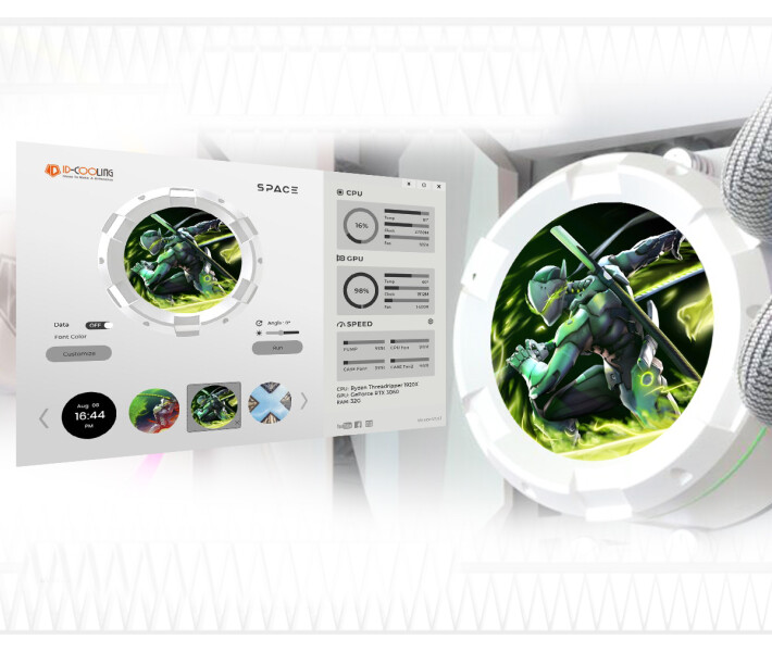 Фото - систему охлаждения Система водяного охлаждения ID-Cooling Space LCD SL240 White, Intel: 2066/2011/1700/1200/1151/1150/1155/1156, AMD: AM5/AM4, 276x120x27 мм, 4-pin