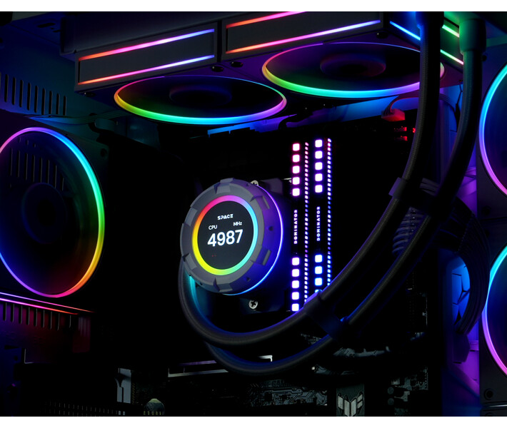 Фото - систему охлаждения Система водяного охлаждения ID-Cooling Space LCD SL240 White, Intel: 2066/2011/1700/1200/1151/1150/1155/1156, AMD: AM5/AM4, 276x120x27 мм, 4-pin