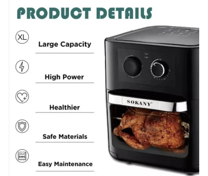 Фото - мультиварку Аэрофритюрница мультипечь для дома Sokany AF-003 10л 1700W Black (003040)