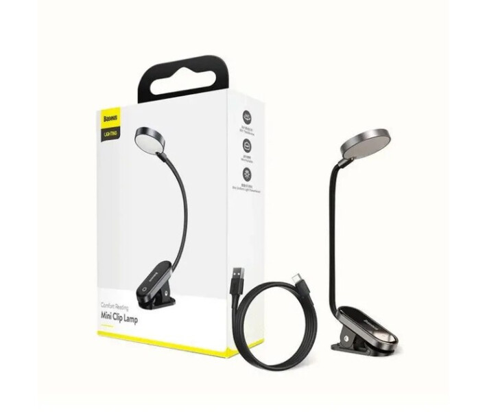 Фото - настольную лампу Лампа на прищепке портативная Baseus Comfort Reading Mini Clip Lamp 4.5W 350 mAh Grey