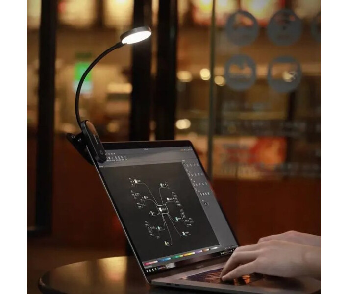 Фото - настольную лампу Лампа на прищепке портативная Baseus Comfort Reading Mini Clip Lamp 4.5W 350 mAh Grey