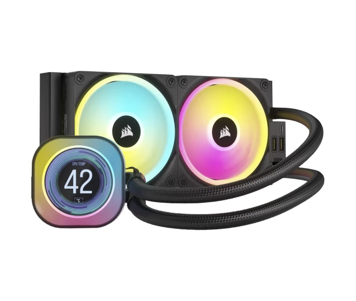 Фото - систему охлаждения Система водяного охлаждения Corsair iCUE Link H100i LCD RGB Liquid CPU Cooler Black (CW-9061007-WW), Intel: 1700/1200/1151/1150/1155/1156, AMD: AM5/AM4, 277х120х27 мм