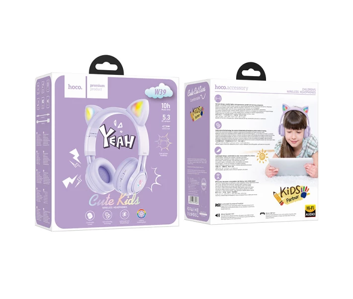Фото - наушники Наушники Bluetooth HOCO W39 Cat ear Фиолетовый