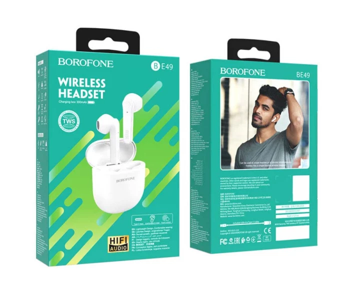 Фото - наушники Беспроводные блютуз наушники BOROFONE BE49 Serenity Bluetooth TWS Белый